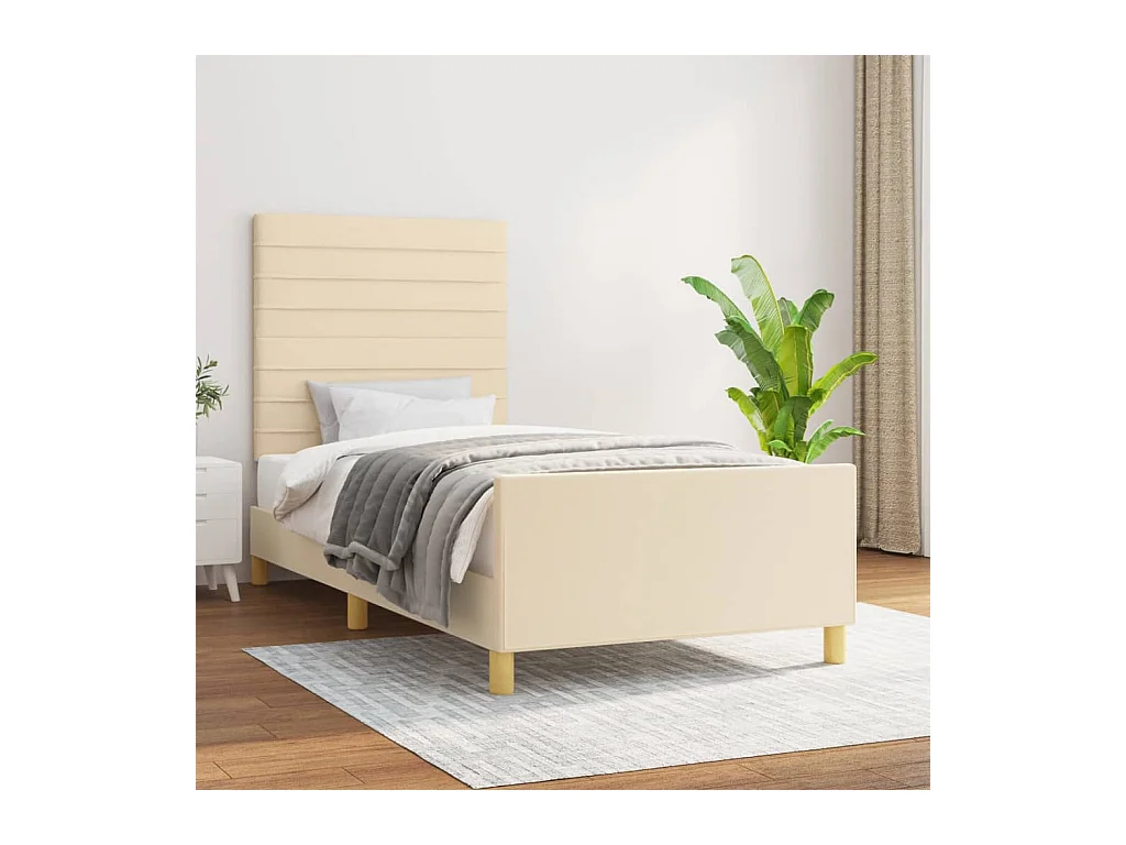 Bedframe zonder matras 90x200 cm stof crèmekleurig