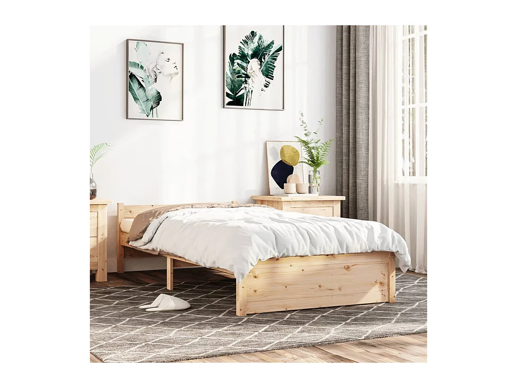 Cadre de lit Bois massif 75x190 cm Petit simple