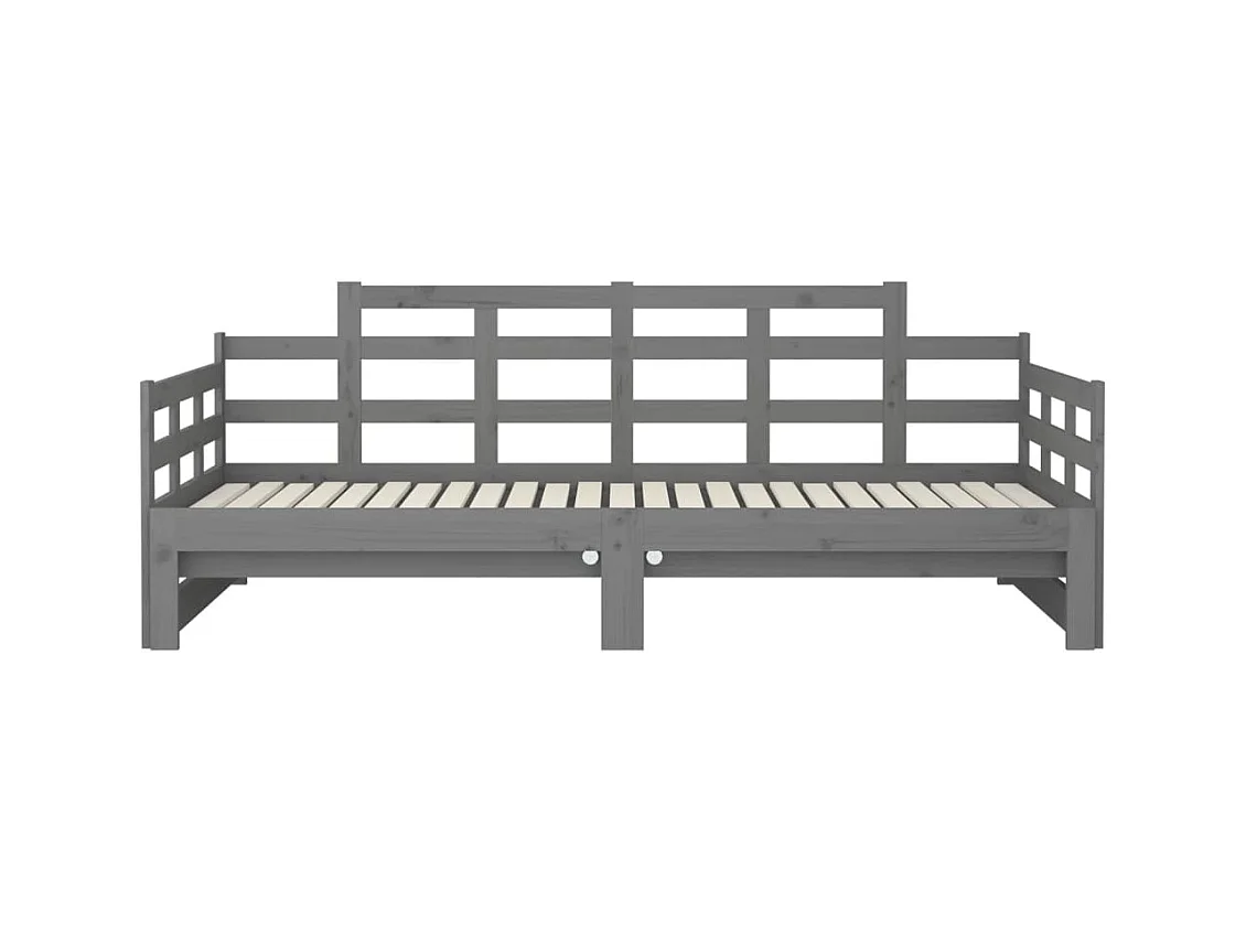 Lit coulissant Gris Bois de pin solide 2x(80x200) cm