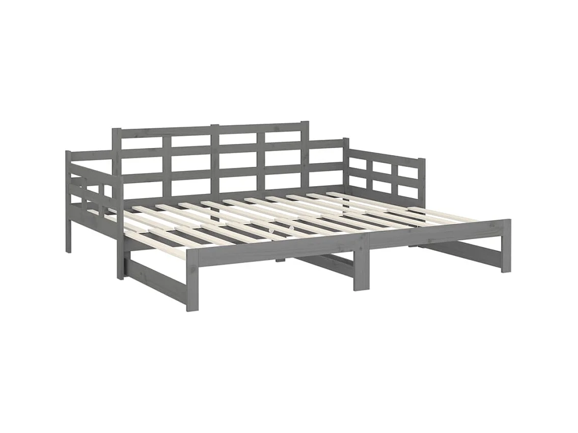 Lit coulissant Gris Bois de pin solide 2x(80x200) cm