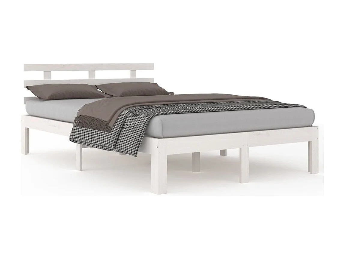 Estructura de cama de madera maciza blanca 140x190 cm
