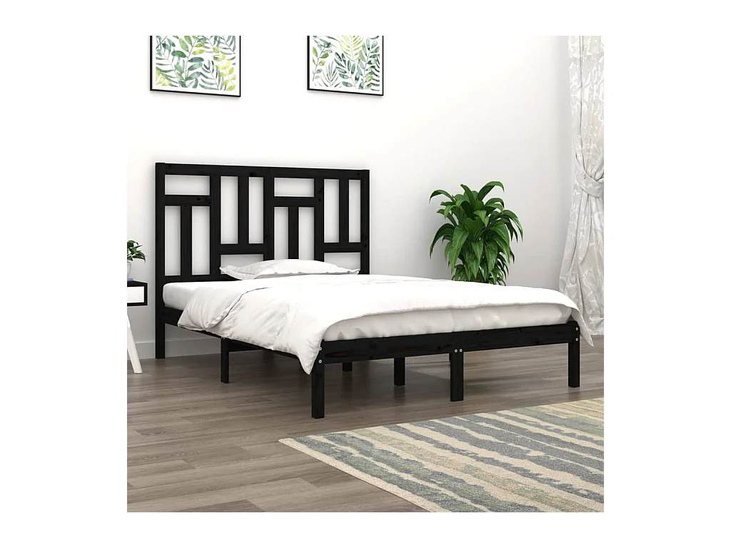 Estructura de cama de madera maciza de pino negro 200x200 cm