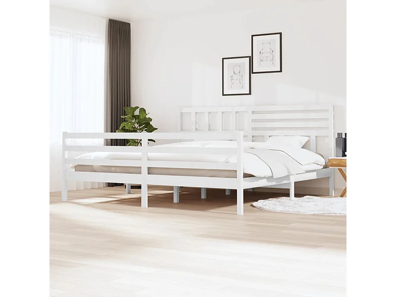 Estructura de cama madera maciza blanco 180x200 cm