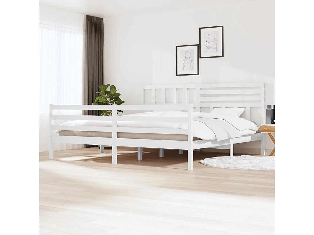 Cadre de lit Blanc Bois massif 180x200 cm Super King