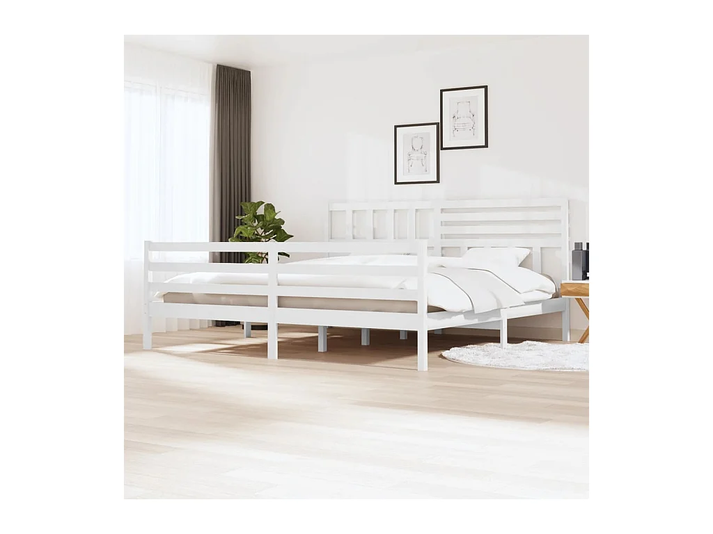 Estructura de cama madera maciza blanco 180x200 cm