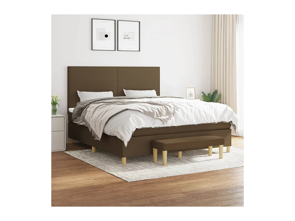 Boxspring met matras stof donkerbruin 160x200 cm