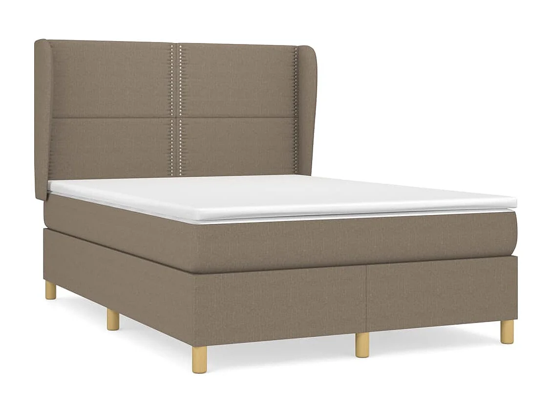 Lit à sommier tapissier avec matelas Taupe 140x200 cm Tissu
