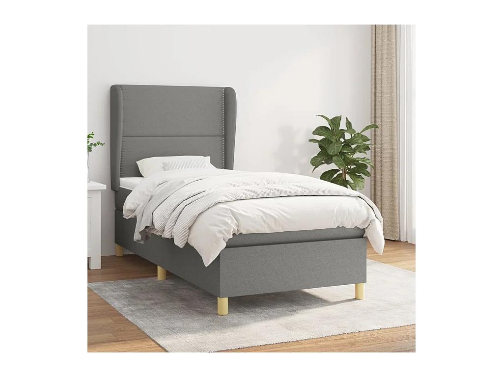 Boxspring met matras stof donkergrijs 100x200 cm
