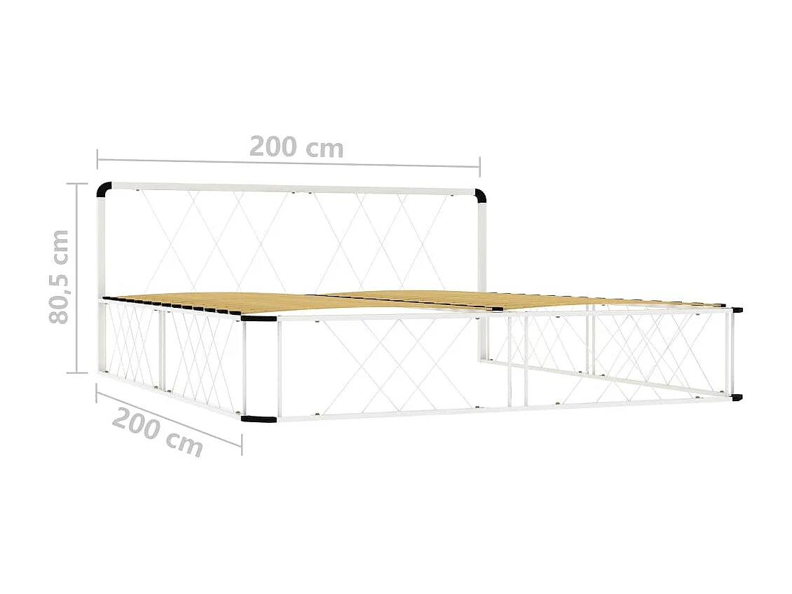 Cadre de lit Blanc Métal 200 x 200 cm