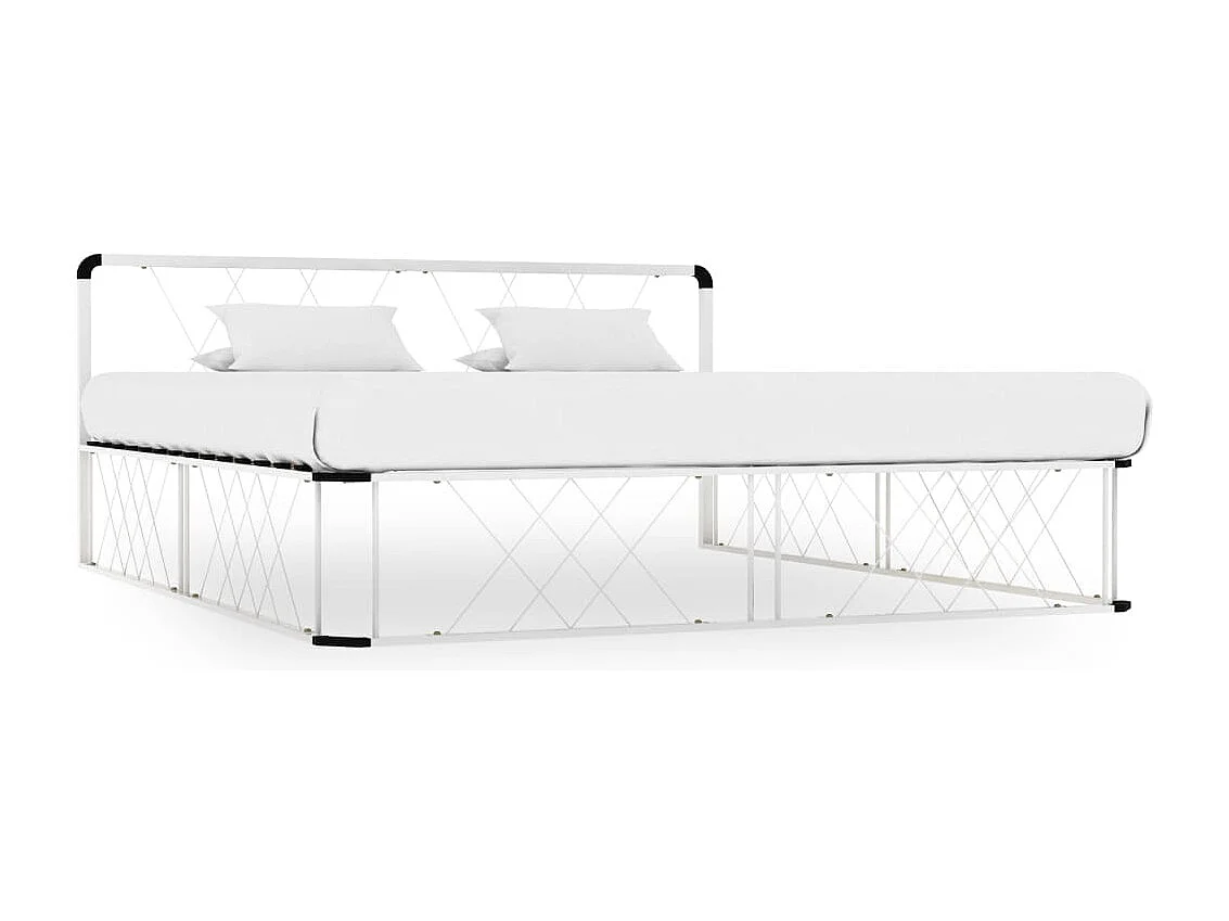 Cadre de lit Blanc Métal 200 x 200 cm