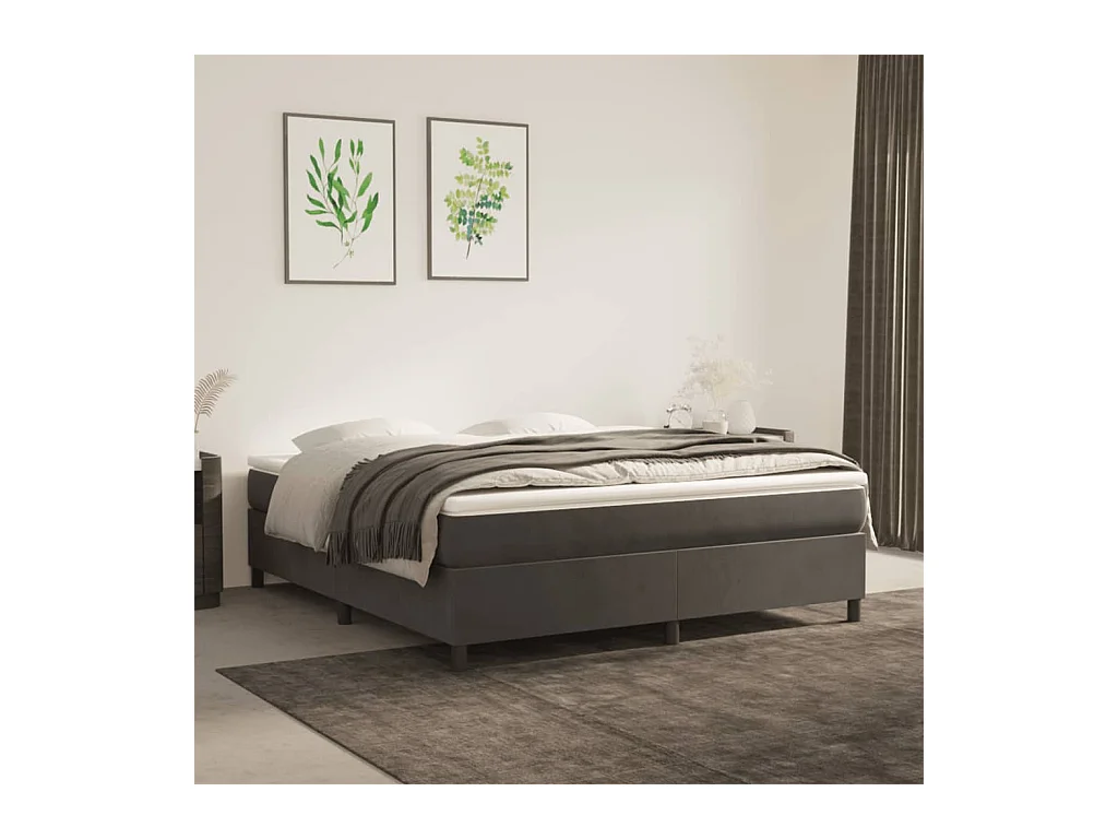 Lit à sommier tapissier et matelas Gris foncé 180x200cm Velours