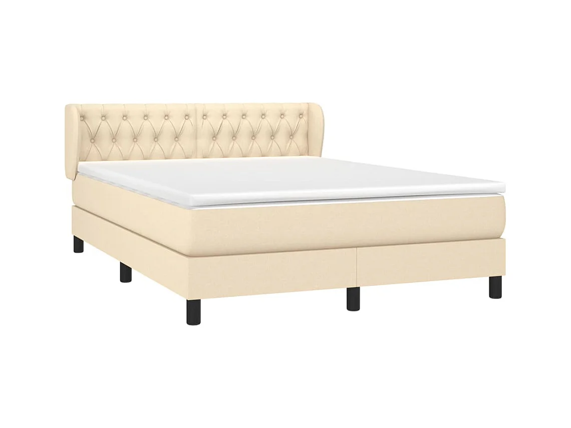 Lit à sommier tapissier avec matelas Crème 140x200 cm Tissu