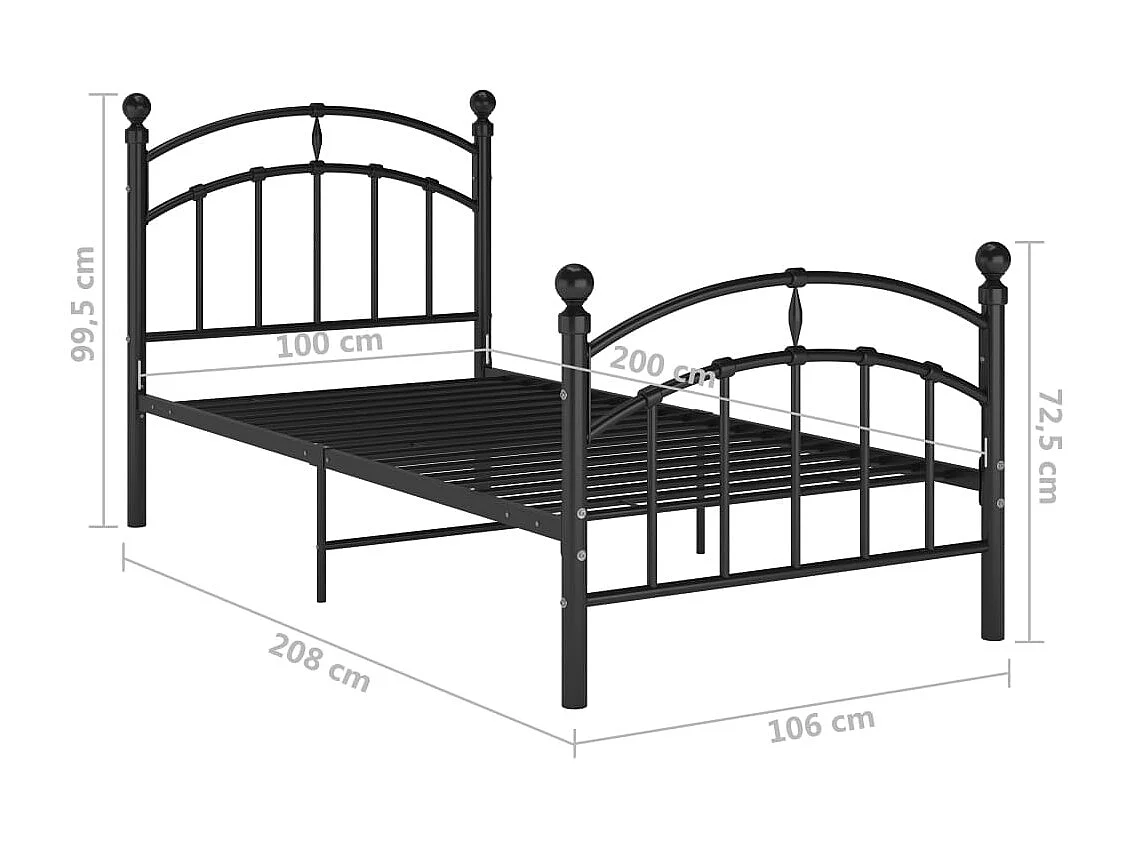 Estrutura de cama 100x200 cm metal preto