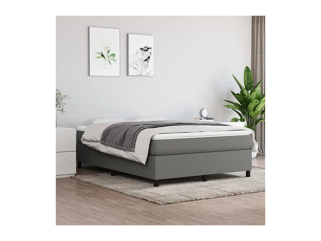 Boxspring met matras stof donkergrijs 140x200 cm