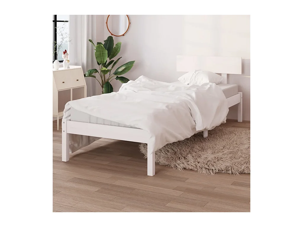 Estrutura de cama 90x200 cm pinho maciço branco