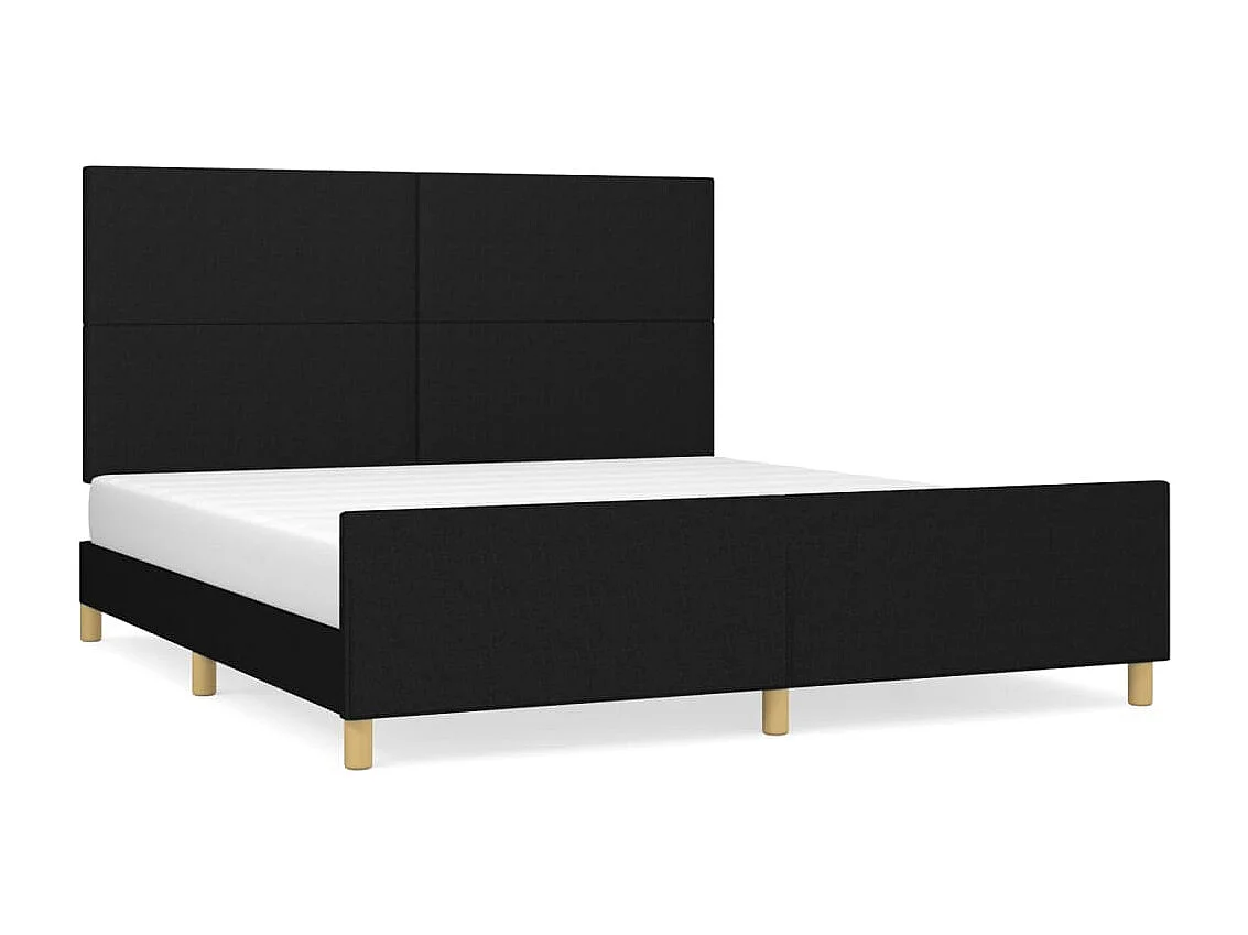 Cadre de lit avec tête de lit Noir 180 x 200 cm Tissu