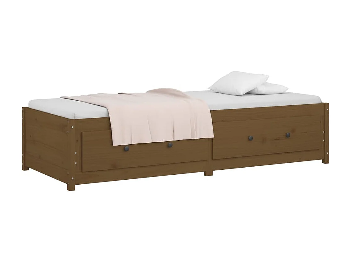 Sofá cama de madera maciza de pino marrón miel 80x200 cm