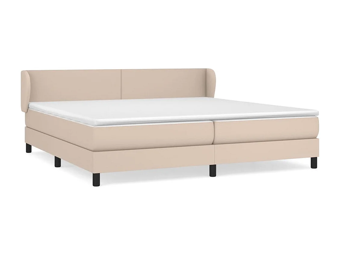 Cama box spring con colchón cuero sintético capuchino 200x200cm
