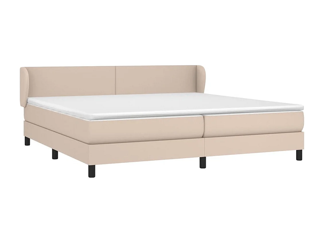 Cama box spring con colchón cuero sintético capuchino 200x200cm