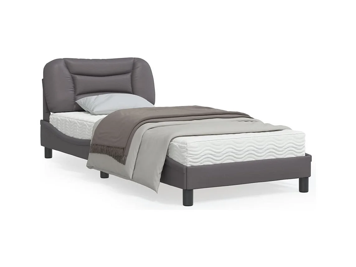 Bedframe zonder matras "Hvar" kunstleer grijs 90x200 cm