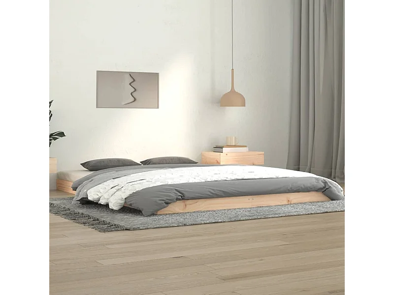 Estructura de cama de madera maciza de pino 140x190 cm