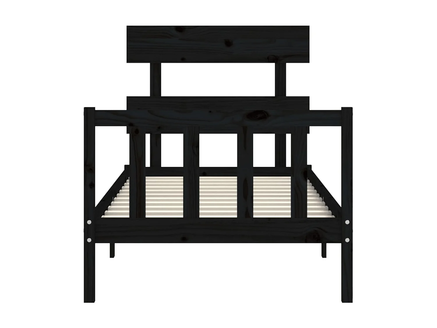 Estrutura cama de solteiro c/ cabeceira madeira maciça preto