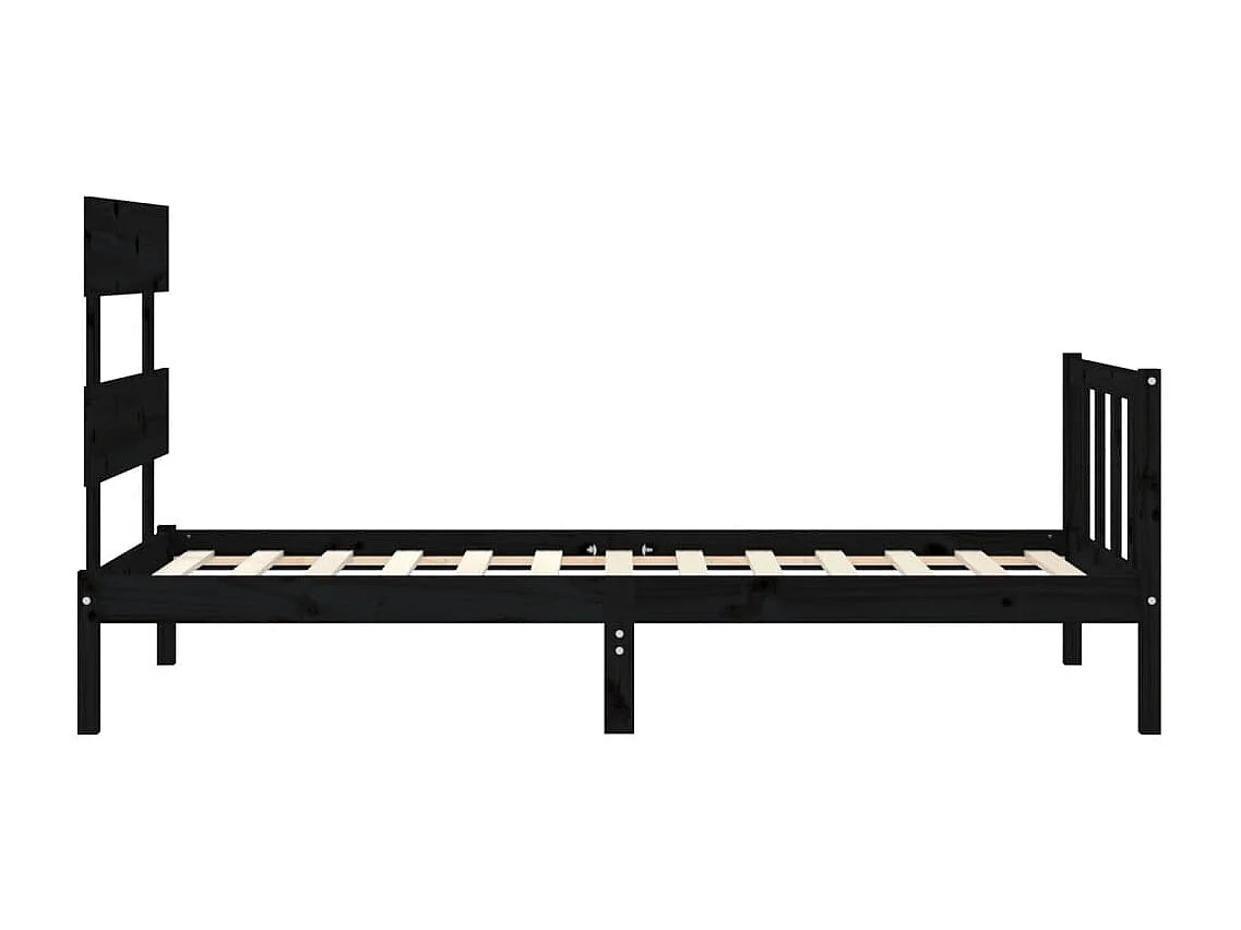 Estrutura cama de solteiro c/ cabeceira madeira maciça preto