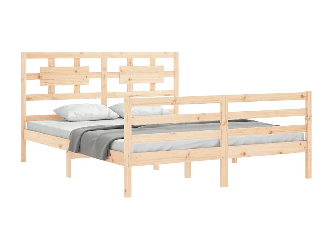 Estructura de cama de matrimonio con cabecero madera maciza