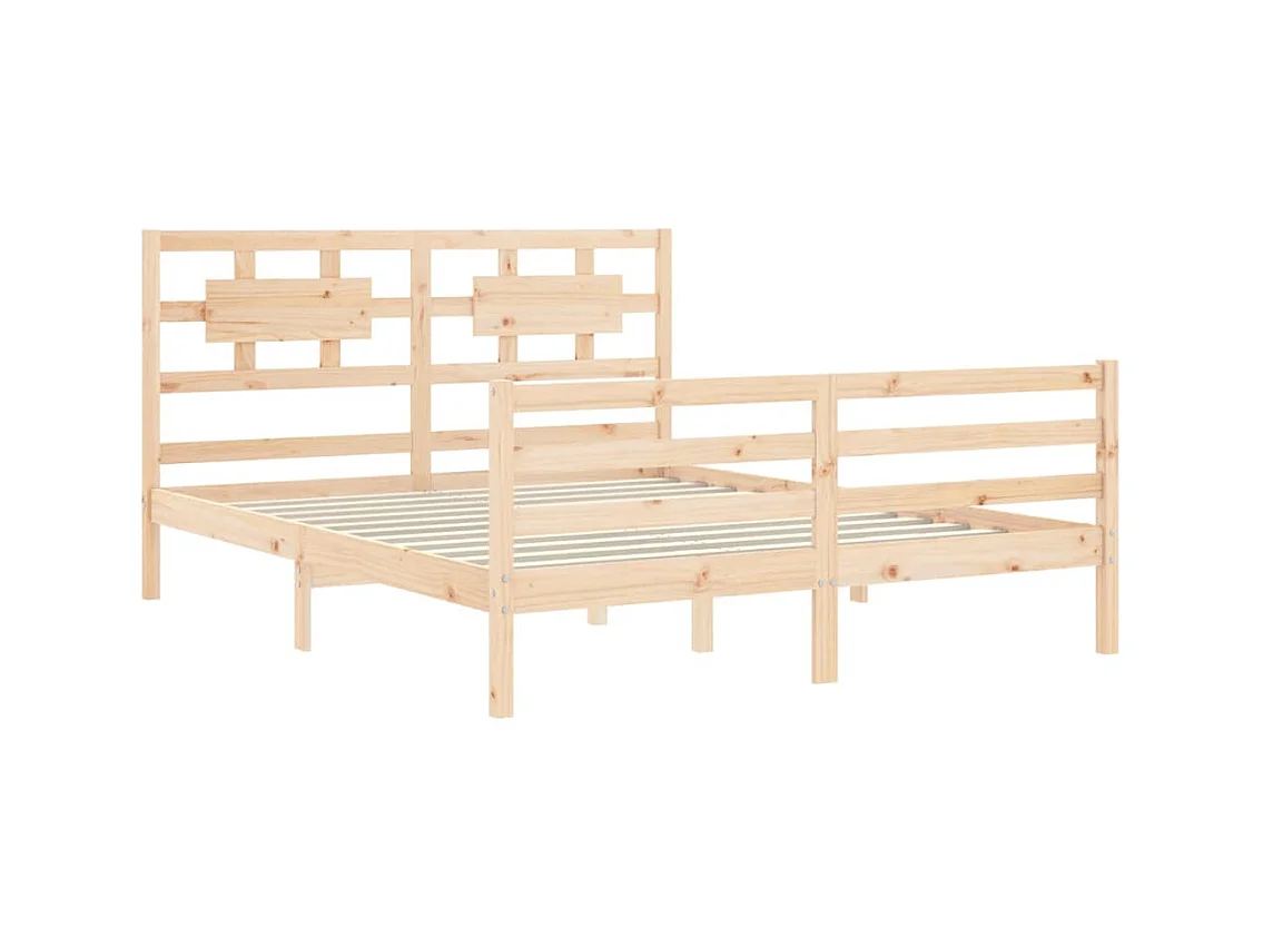 Estructura de cama de matrimonio con cabecero madera maciza
