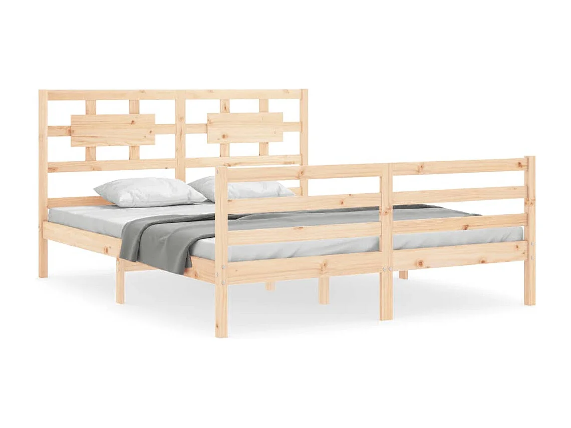 Estructura de cama de matrimonio con cabecero madera maciza