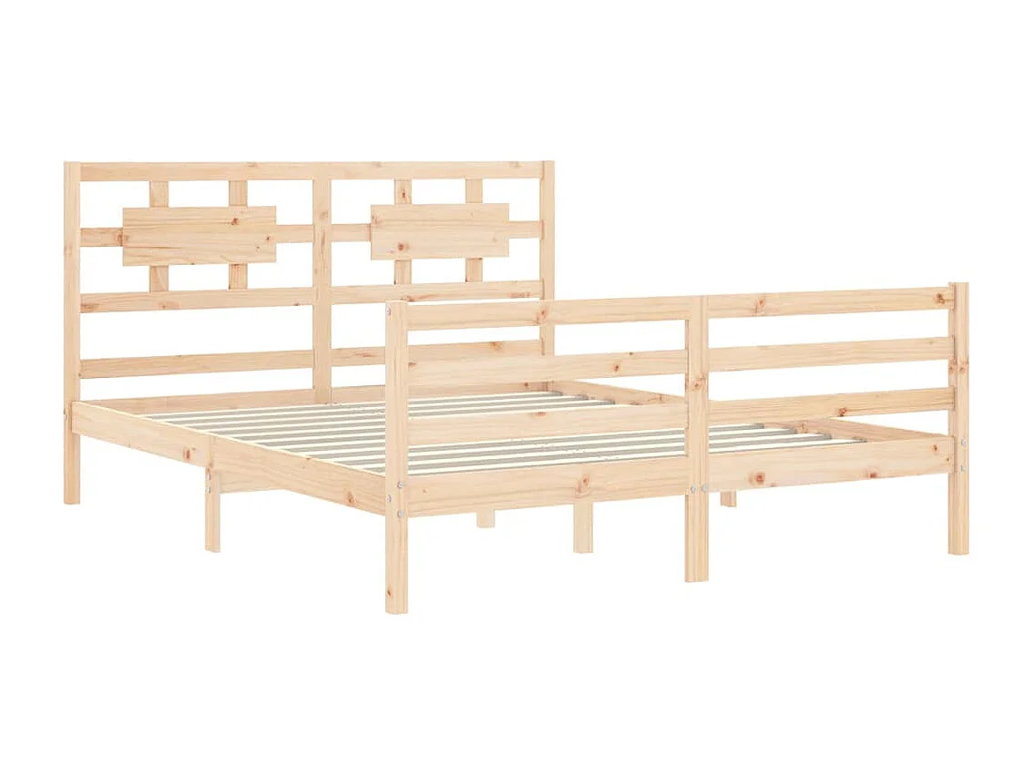 Estructura de cama de matrimonio con cabecero madera maciza