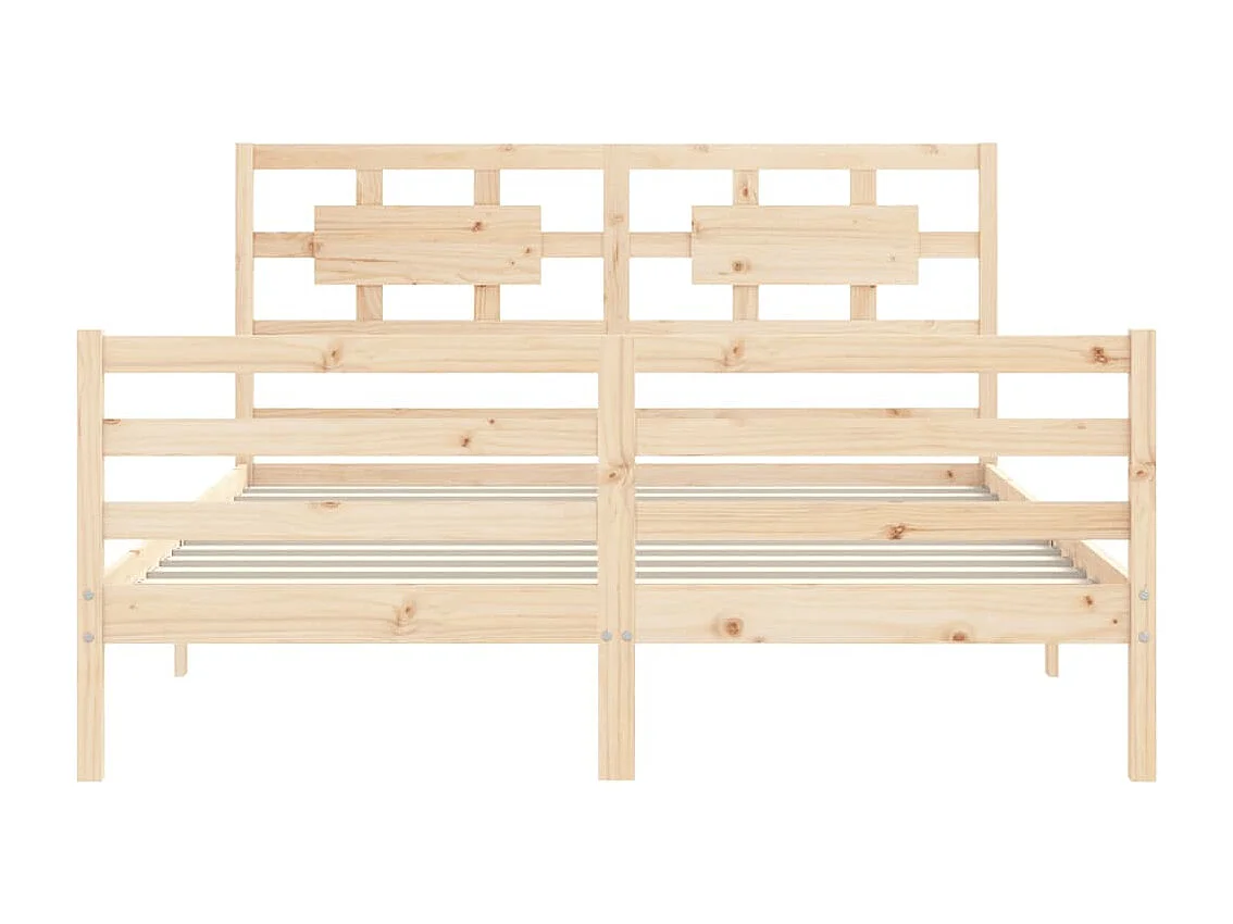 Estructura de cama de matrimonio con cabecero madera maciza