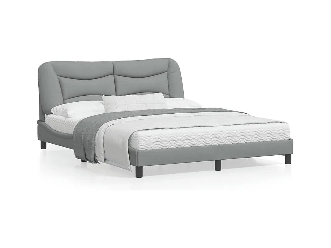 Cadre de lit avec tête de lit Gris clair 160x200 cm Tissu