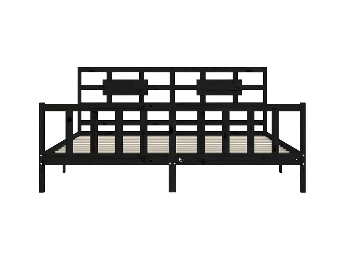 Cadre de lit avec tête de lit noir 200x200 cm bois massif