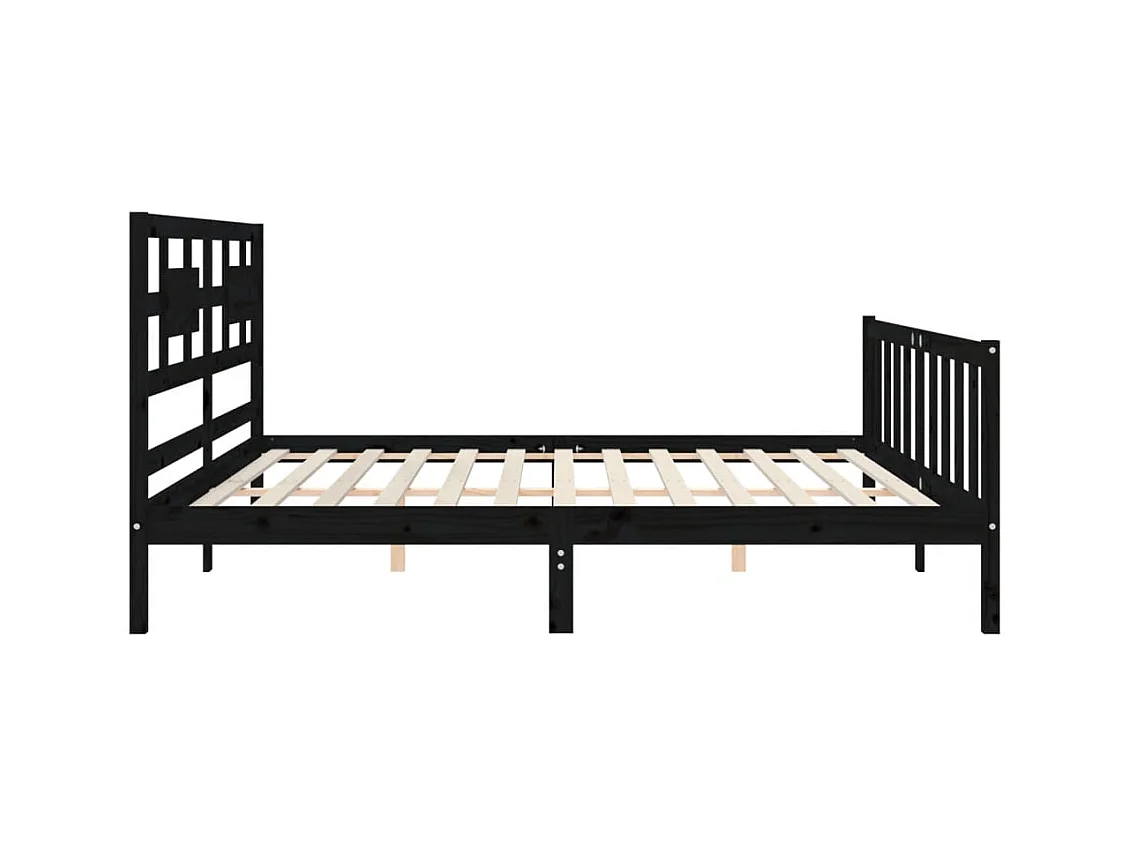 Cadre de lit avec tête de lit noir 200x200 cm bois massif