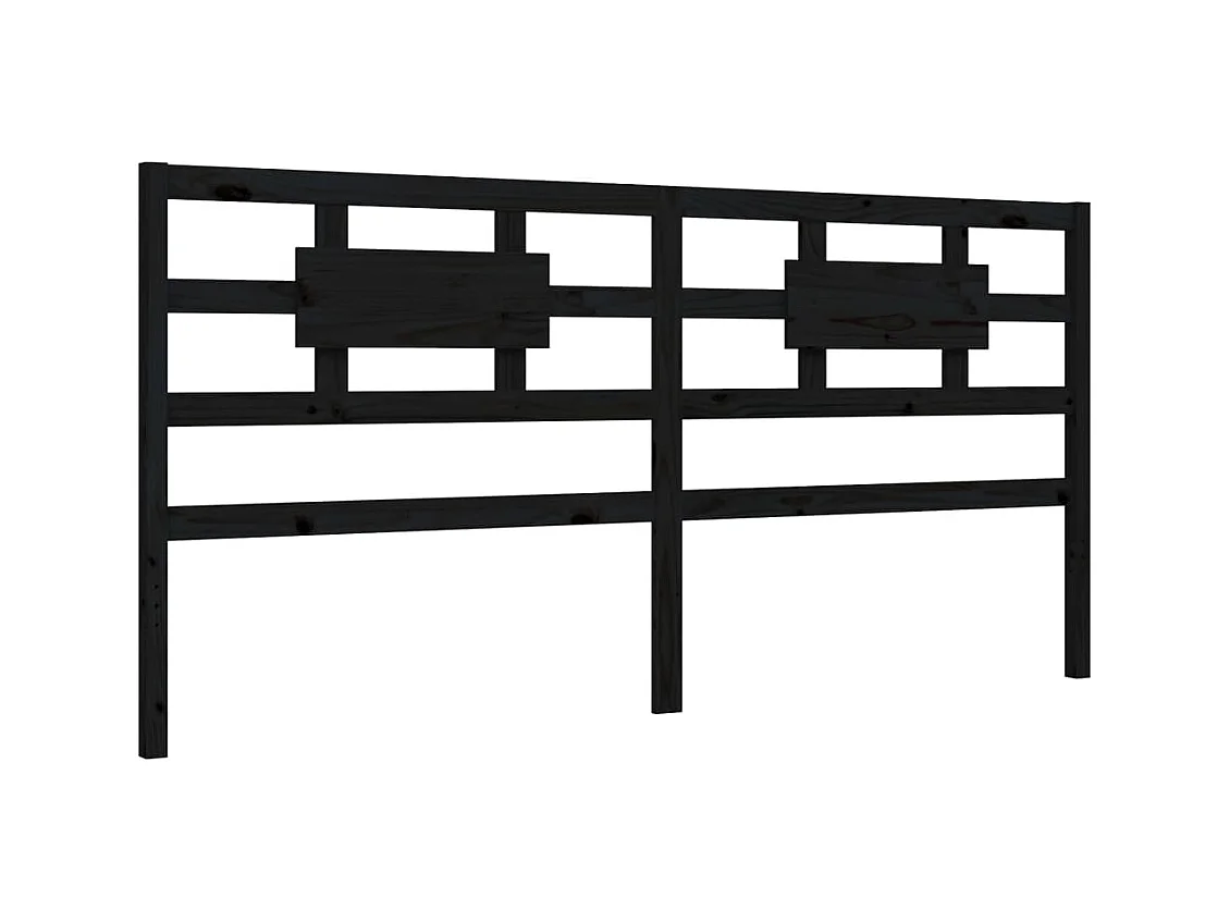 Cadre de lit avec tête de lit noir 200x200 cm bois massif