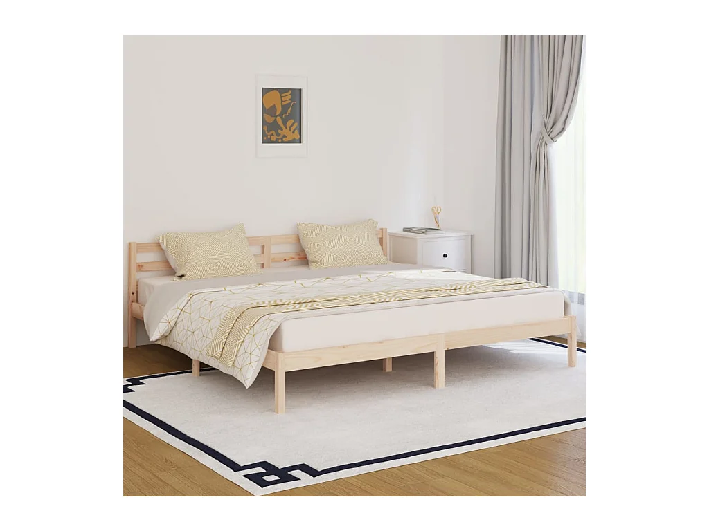 Estrutura de cama 200x200 cm pinho maciço preto