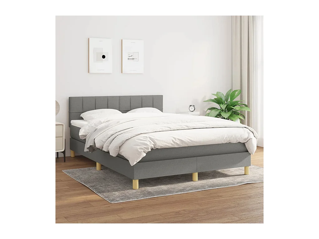 Boxspring met matras stof donkergrijs 140x200 cm