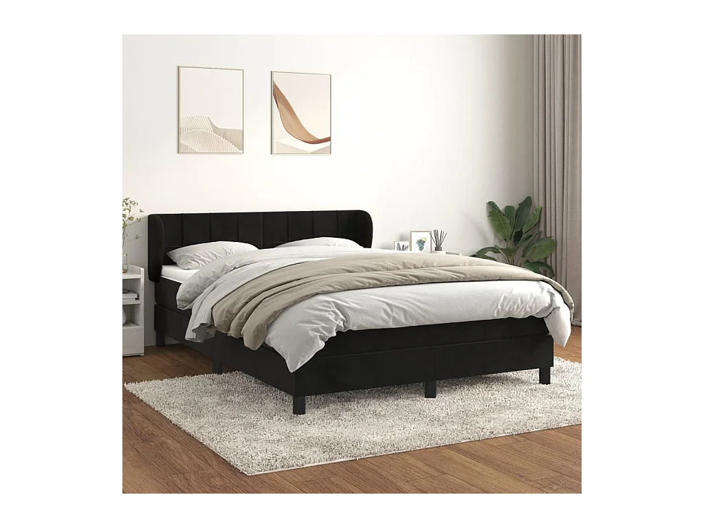 Boxspring met matras fluweel zwart 140x190 cm