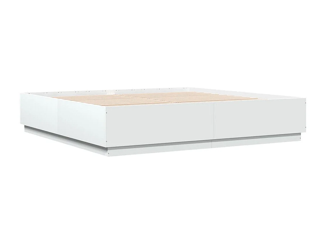 Cadre de lit avec lumières LED blanc 180x200 cm bois ingénierie