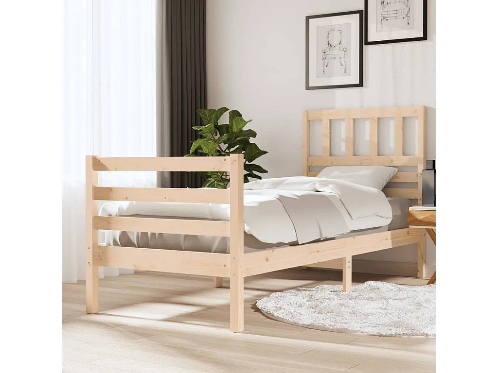 Estrutura de cama solteiro 90x190 cm madeira maciça