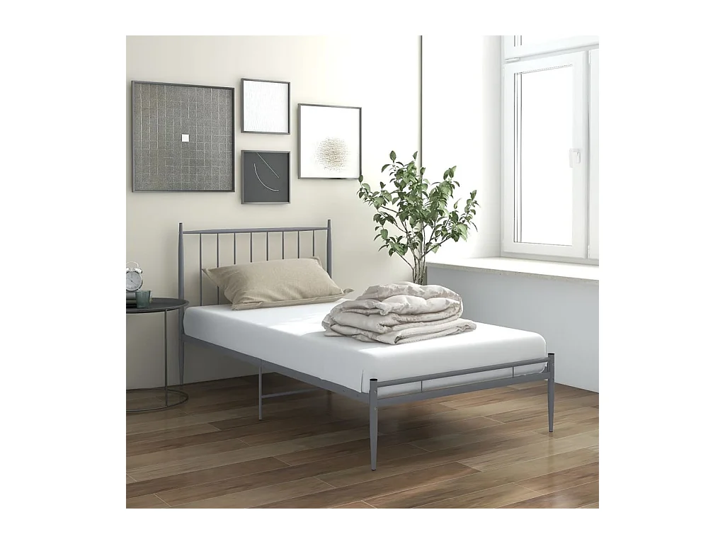Estrutura de cama 100x200 cm metal cinzento