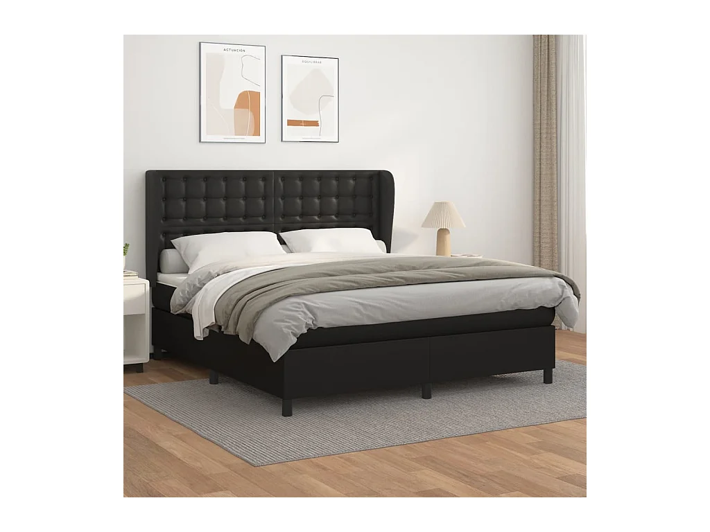 Boxspring met matras kunstleer zwart 180x200 cm
