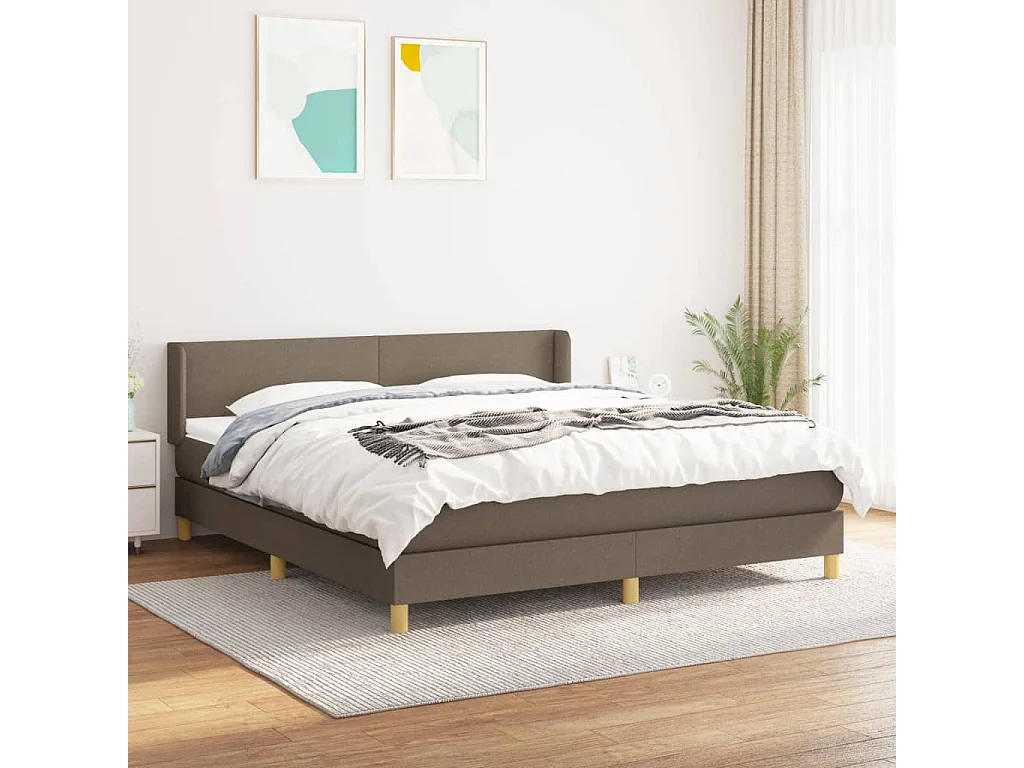 Lit à sommier tapissier avec matelas Taupe 180x200 cm Tissu