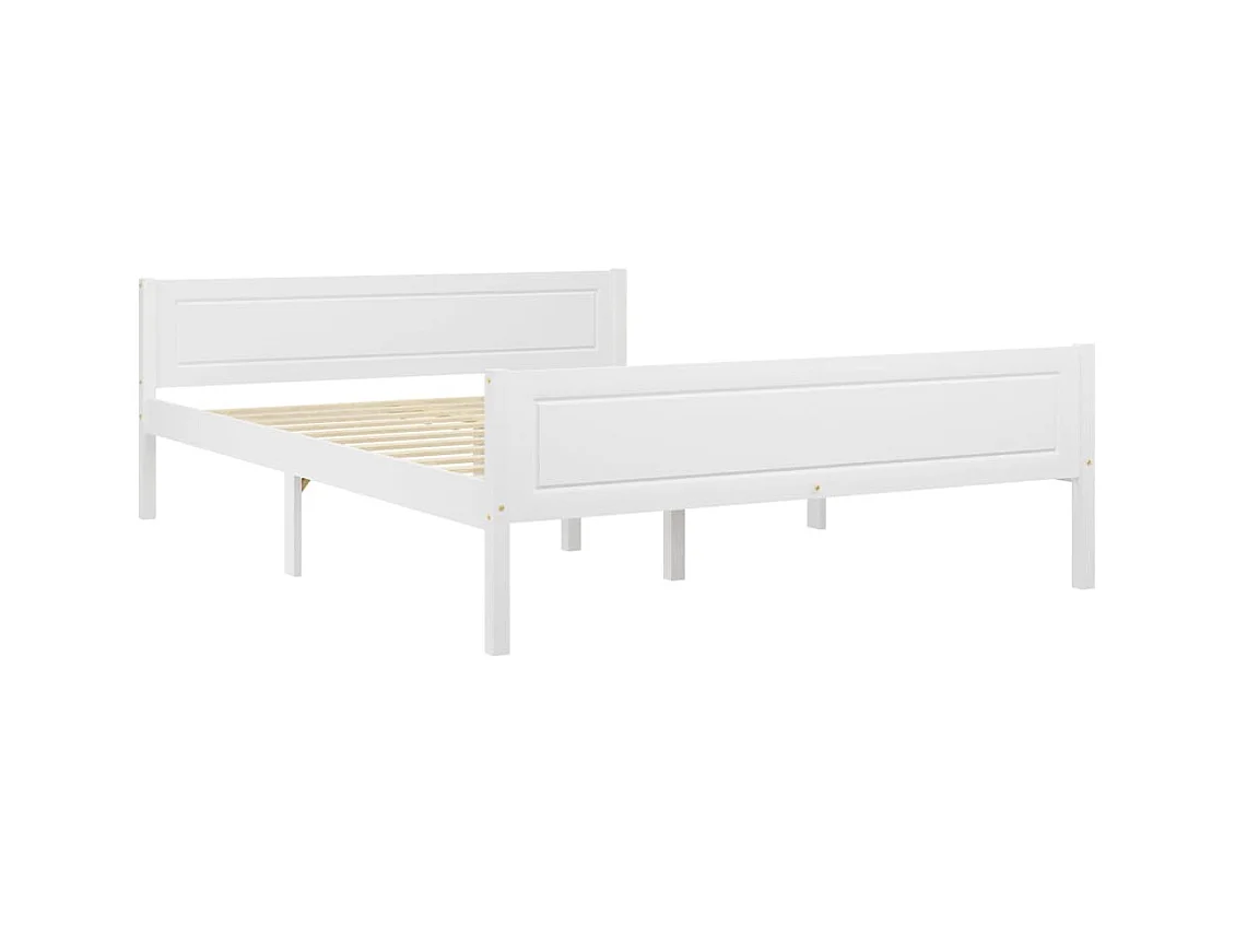 Estrutura de cama em pinho maciço 160x200 cm branco