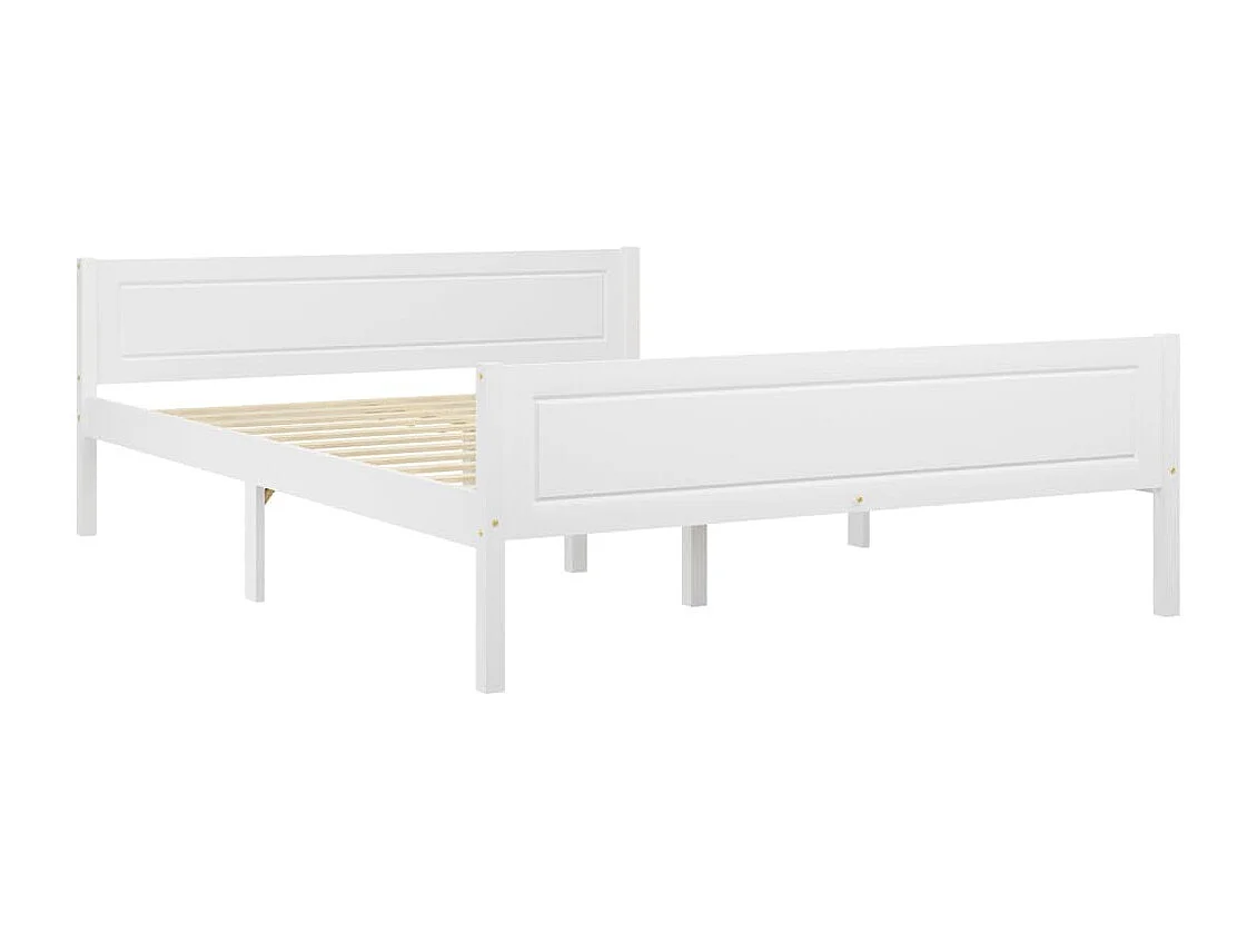 Estructura de cama de madera maciza de pino blanca 160x200 cm