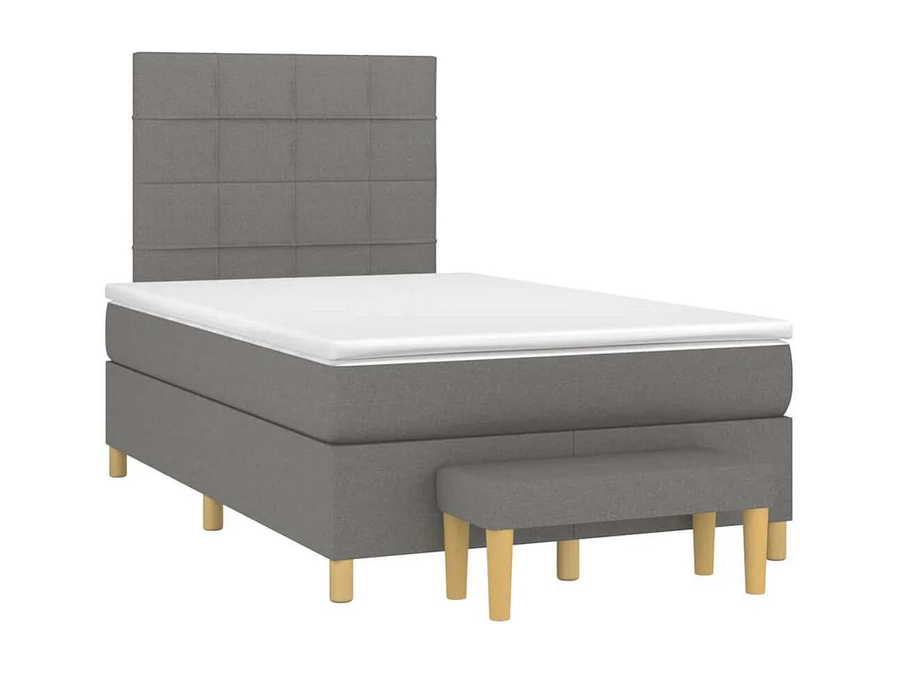 Cama box spring con colchón tela gris oscuro 120x200 cm