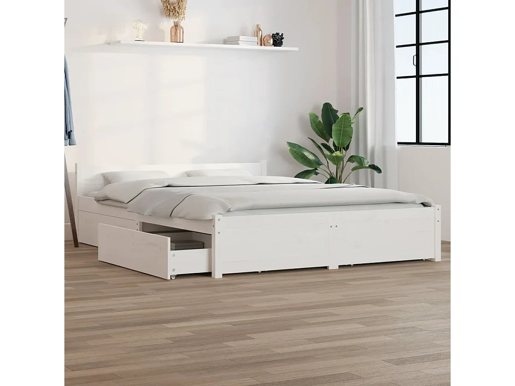 Estrutura de cama com gavetas 140x200 cm branco