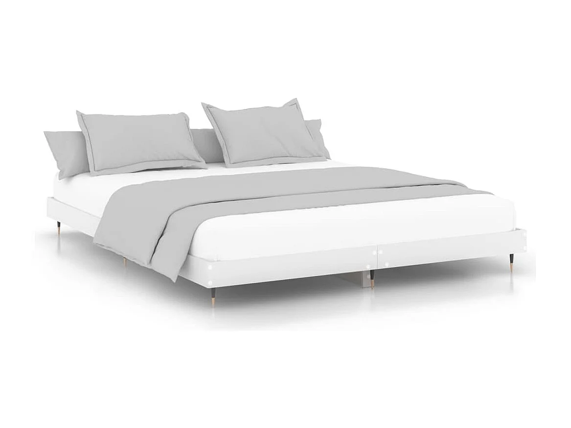 Estructura de cama madera contrachapada blanca 140x200 cm
