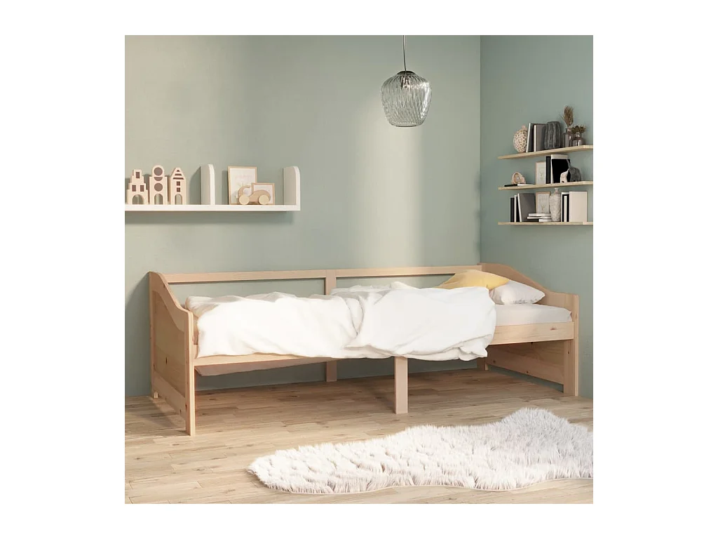 Sofá-cama de 3 lugares 90x200 cm madeira de pinho maciça